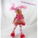 Muñeca COROLLE vestido a rayas de pelo rosa 42 cm