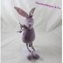 Doudou conejo BOUT'CHOU morado rosa rayado bufanda Monoprix 30 cm