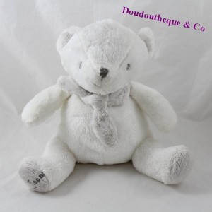 Orsacchiotto teddy J-LINE Oscar bianco grigio sciarpa Jline J Line seduto 23 cm