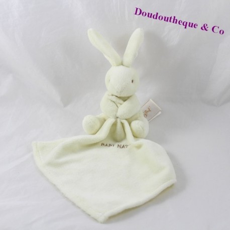 Doudou Rabbit BABY NAT' white handkerchief 16 cm