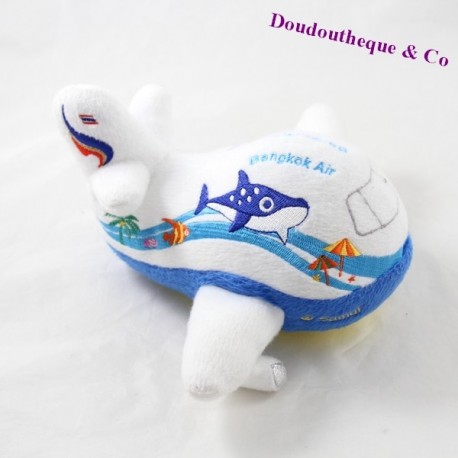 Peluche avion BANGKOK AIR poisson blanc bleu 19 cm
