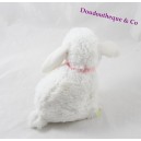 Peluche lapin TEX BABY fourrure blanc rose pois rose 15 cm