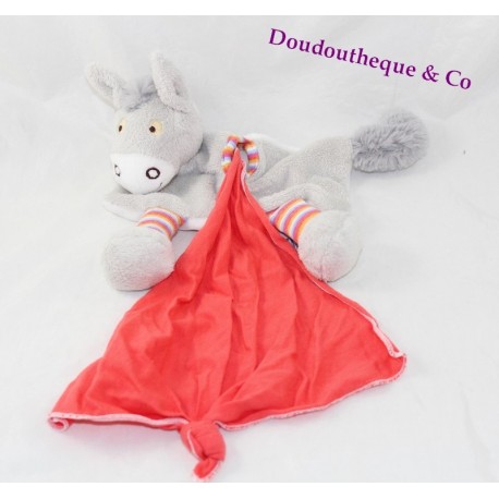 Doudou Taschentuch Esel AJENA orange grau Streifen Doudou Taschentuch Esel AJENA orange grau Streifen