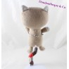 Doudou gatto ORCHESTRA Kazibao a righe rosso guance rosse 25 cm