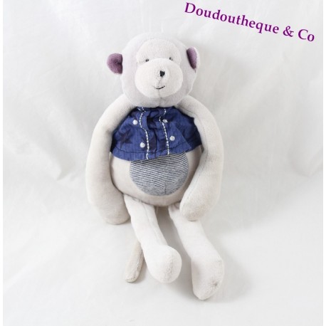 Peluche Romeo Affe MOULIN ROTY Geliebt und himmlischeblau grau 24 cm Peluche Romeo Affe MOULIN ROTY Geliebt und himmlischeblau grau 24 cm