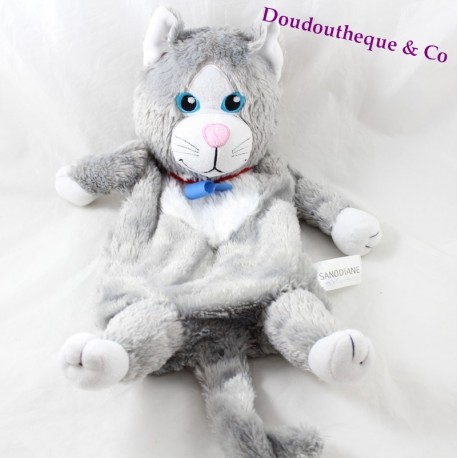 Peluche chat SANODIANE bouillotte douceur poche dos 46 cm Peluche chat SANODIANE bouillotte douceur poche dos 46 cm