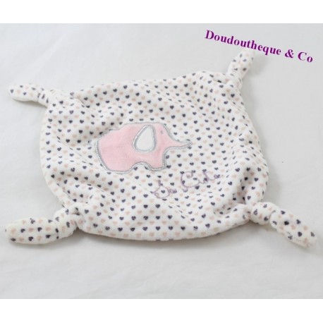 Doudou flach Elefant POMMETTE So niedlich E-Herzen rosa Knoten 18 cm Doudou flach Elefant POMMETTE So niedlich E-Herzen rosa Knoten 18 cm