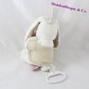 Musical bunny cub POMMETTE beige white cushion 20 cm