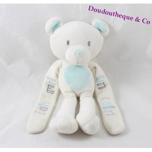 Doudou Bär TAPE A Die OEIL machen mich eine blau-weiße Umarmung 25 cm