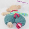 Doudou semi flat monkey BUKOWSKI green pink blue 28 cm