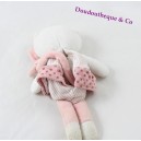Doudou poupée SUCRE D'ORGE attache tétine chat rose coeur