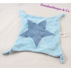 Doudou estrella plana ABSORBA azul rayas tetina corbata