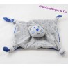 Doudou flat cat end ' CABBAGE Monoprix gray stars blue node square 21 cm