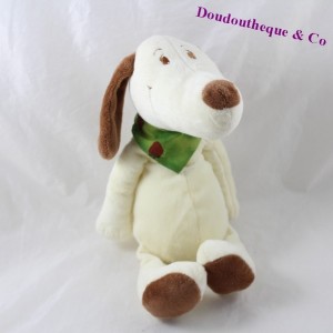 Peluche chien MAXITA beige foulard vert fraise 24 cm