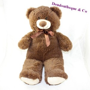 Large teddy bear MAX - SAX brown satin knot 60 cm