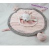 Flaches Kuscheltier mit Maus SAUTHON Lilibelle rosa grau rund 30 cm