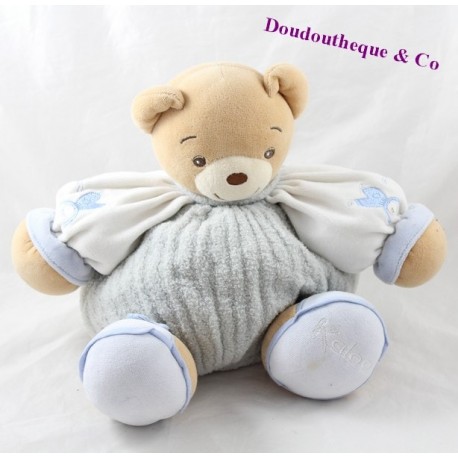 Doudou Patapouf Bär KALOO Kinder blau weiß 25 cm