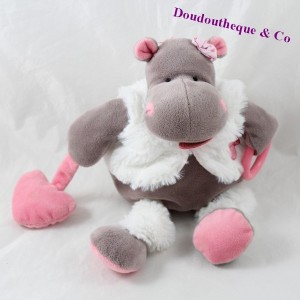 Doudou of hippo activity BABY NAT plush of awakening pink brown 20 cm