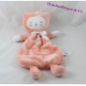 Doudou flache Katze TEX BABY orange rosa Lachs Carrefour 32 cm