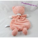 Doudou flache Katze TEX BABY orange rosa Lachs Carrefour 32 cm