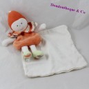 Doudou handkerchief doll BERLINGOT orange white stripes 20 cm