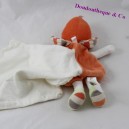Doudou fazzoletto bambola BERLINGOT strisce bianche arancioni 20 cm