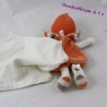 Doudou pañuelo muñeca BERLINGOT rayas blancas naranjas 20 cm