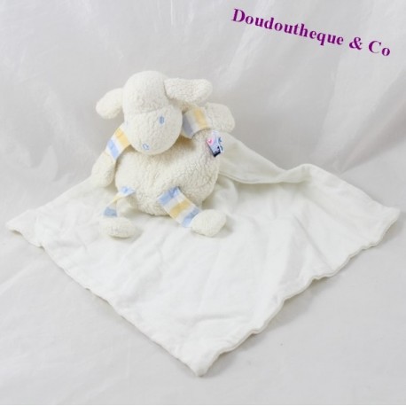 Doudou Schaf Taschentuch SUCRE D'ORGE weiß blau 19 cm