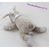 Doudou Fifi dog DIMPEL grey taupe scarf polka dots 23 cm