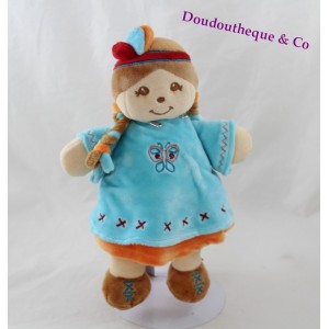 Doudou Indian doll Noa NOUKIE'S Kaya and Orange Blue Pinto 25 cm
