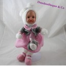 Corsica conejo muñeca rosa lunares vestido blanco gris 40 cm