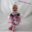 Corsica rabbit doll pink polka dots dress white grey 40 cm