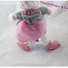 Poupée lapin CORSICA robe rose pois blanc âne gris 40 cm