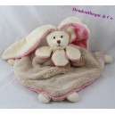 Doudou flat rabbit BUKOWSKI beige pink triangle 28 cm