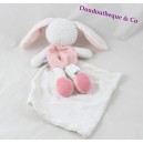 Doudou mouchoir lapin SUCRE D'ORGE cajou rose coeur 20 cm