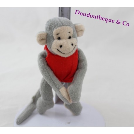 Mini doudou monkey Popi BAYARD red jersey 12 cm