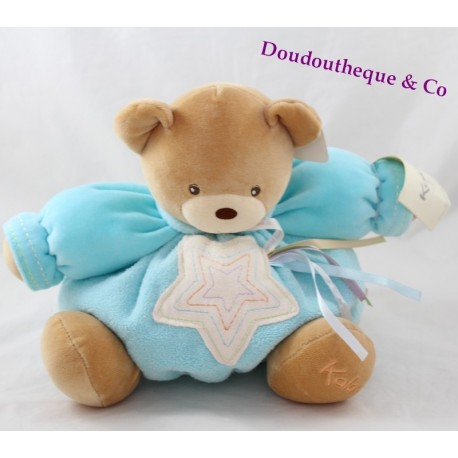 Doudou patapouf ours KALOO étoile et rubans bleu 10ème anniversaire 20 cm