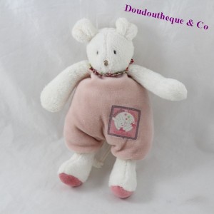 Doudou rattle mouse MOULIN ROTY Blueberry and Capucine pink shivering 20 cm