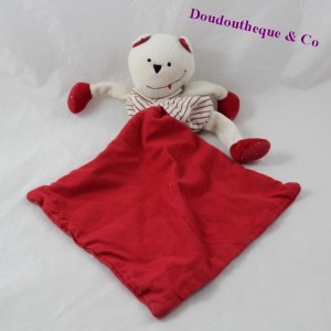 Doudou fazzoletto orso BERLINGOT strisce rosse 18 cm