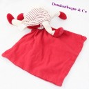 Doudou handkerchief bear BERLINGOT red stripes 18 cm