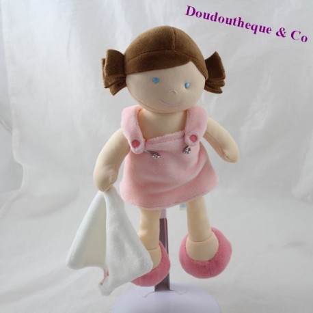 Doudou Taschentuch Mädchen BABY NAT' Die kleine Chipie Puppe braun Kleid rosa 26 cm Doudou Taschentuch Mädchen BABY NAT' Die kleine Chipie Puppe braun Kleid rosa 26 cm