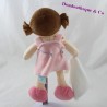 Doudou fazzoletto ragazza BABY NAT' La piccola bambola ciccietta marrone vestito rosa 26 cm