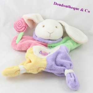 Doudou puppet rabbit BABY NAT Candy lollipop 25 cm