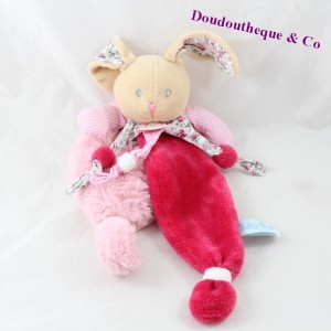 Doudou flat rabbit BABY NAT' Poupi pink flowers BN0111 29 cm
