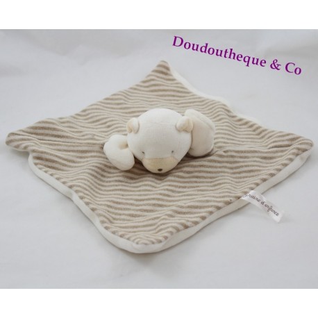 Piatto Doudou orso MOULIN ROTY Semi d'infanzia a strisce bianche marrone bianco 25 cm