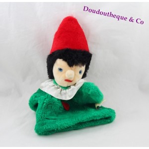 Handpuppe Pinocchio GESCHICHTE VON OURS Vintage grün rot 29 cm