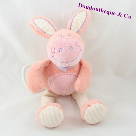 Peluche musicale ane TEX rose écharpe 27 cm