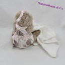 Pañuelo doudou oso ABSORBA sostenido rosa 18 cm