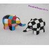 Le figure di elefante Elmer PLASTOY patchwork multicolore nero bianco 12 cm