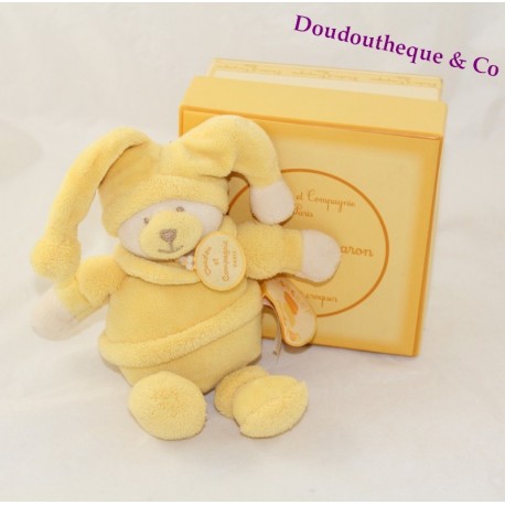 Doudou ours DOUDOU ET COMPAGNIE Douceur macaron jaune